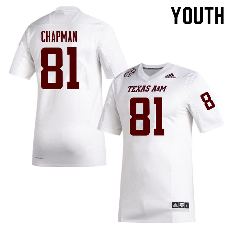 Youth #81 Caleb Chapman Texas A&M Aggies College Football Jerseys Sale-White - Click Image to Close
